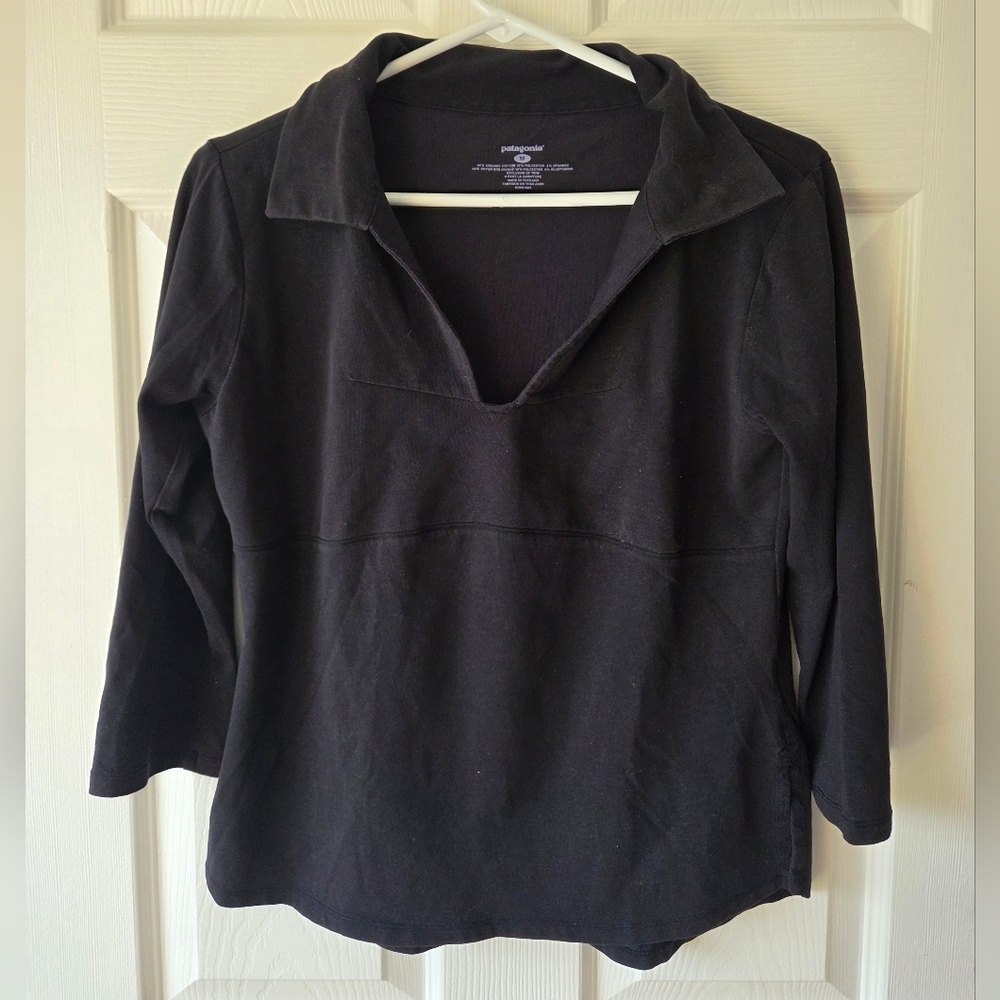 Patagonia Rhythm Shirt M Women's Black Shirt M 3/4 Sleeves Vintage